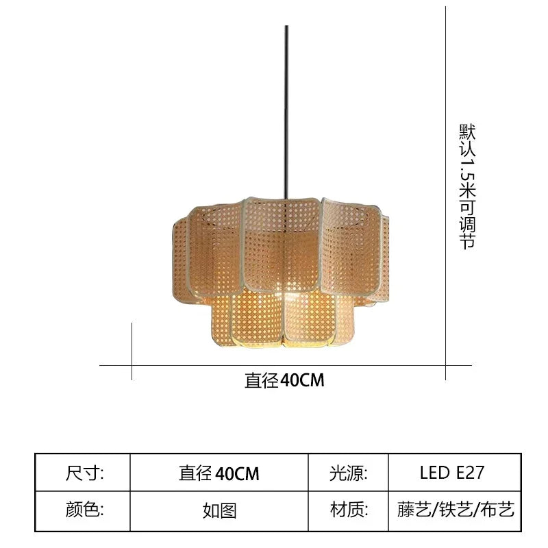 Bohemian Rattan Pendant Light for Dining Room