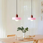 Retro Two Tone Glass Mushroom Pendant Light for Cafe and Dining Room