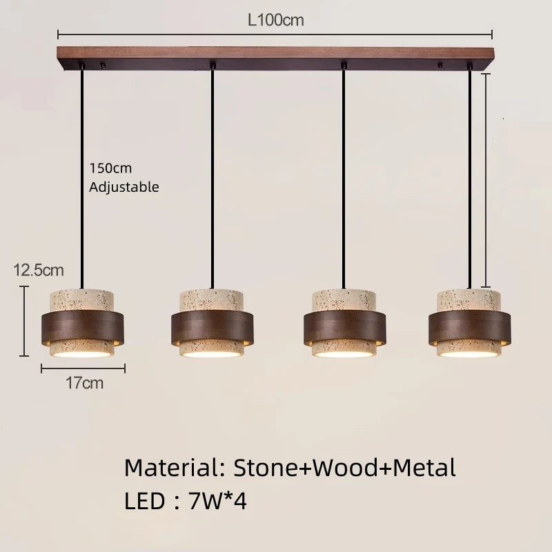 Nordic Wood Stone Pendant Light for Dining Room