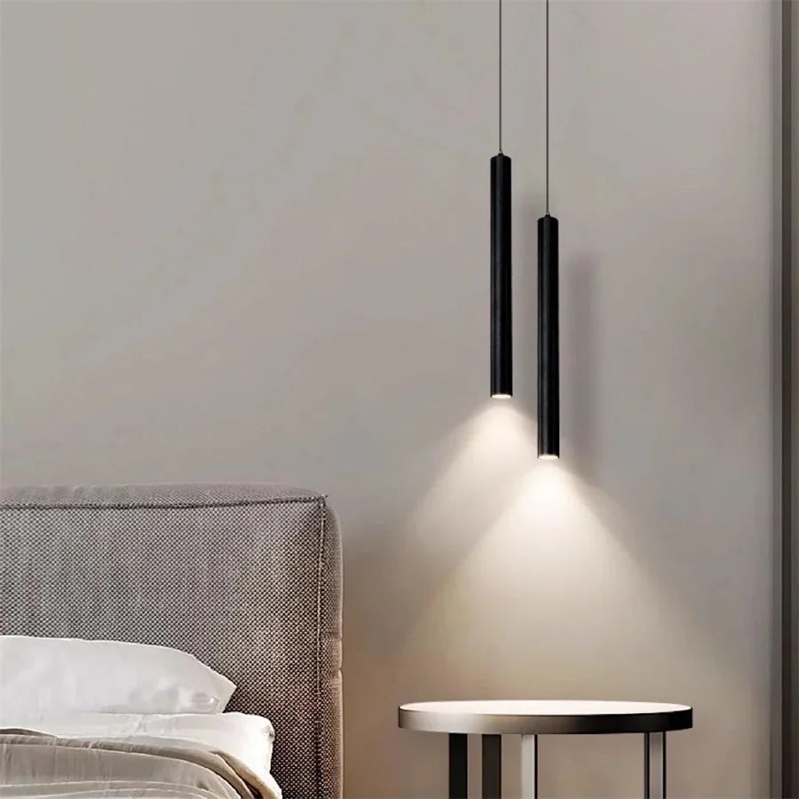 Minimalist Iron Tube Pendant Light for Bedroom