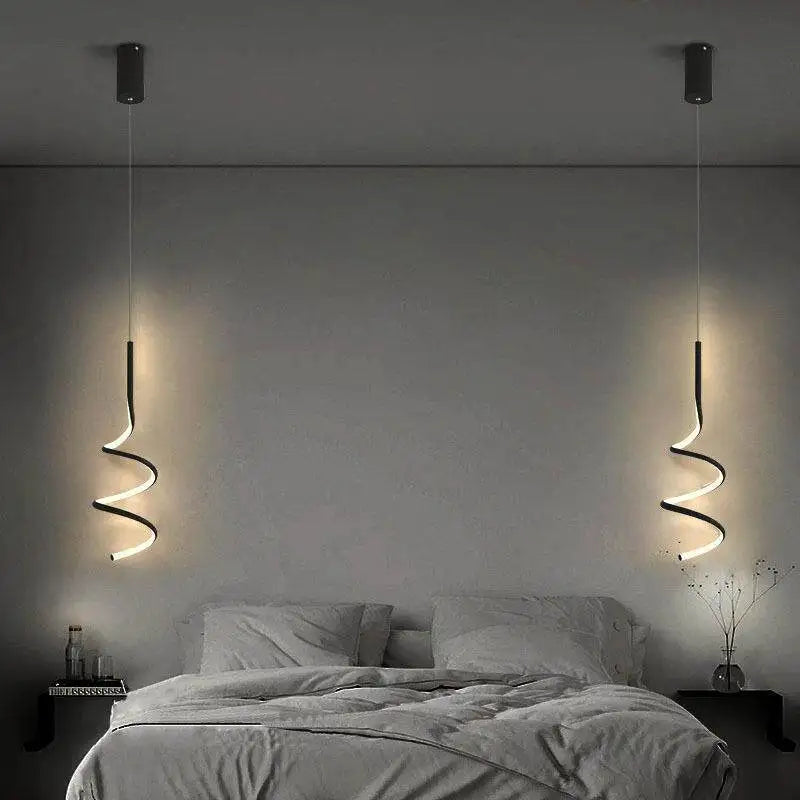 Lámpara colgante LED espiral nórdica para dormitorio