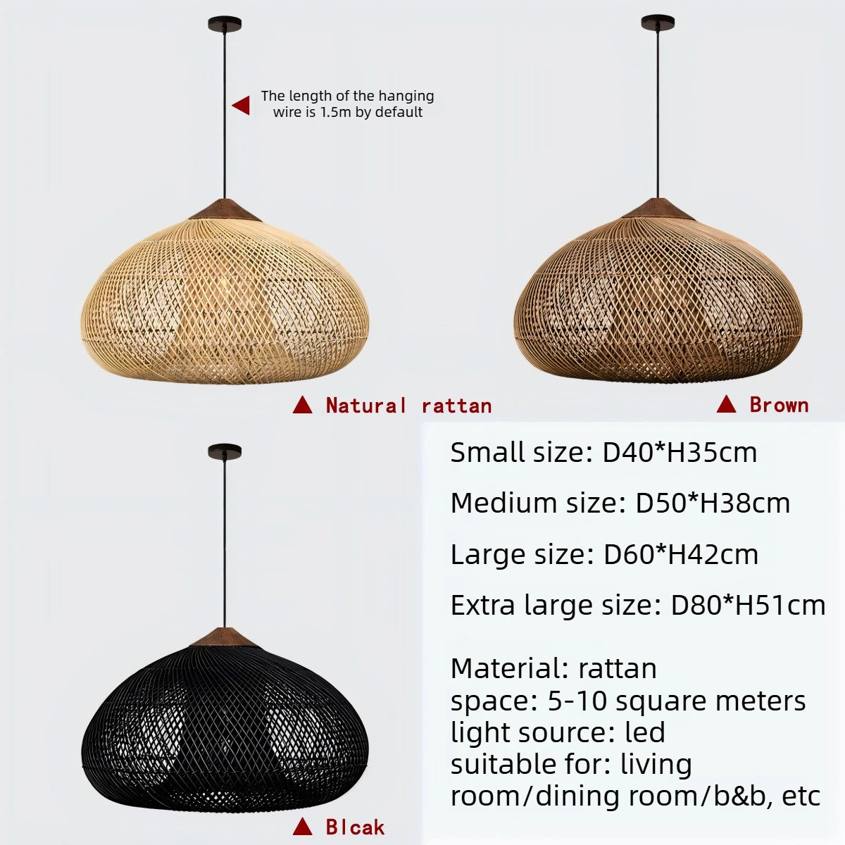 Bohemian Rattan Pendant Light for Dining Room