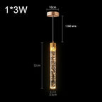 Modern Bubble Texture Acrylic Column Pendant Light in Gold for Bedside