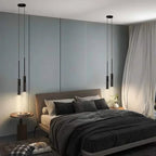Lámpara Colgante Minimalista de Aluminio Negro para Dormitorio