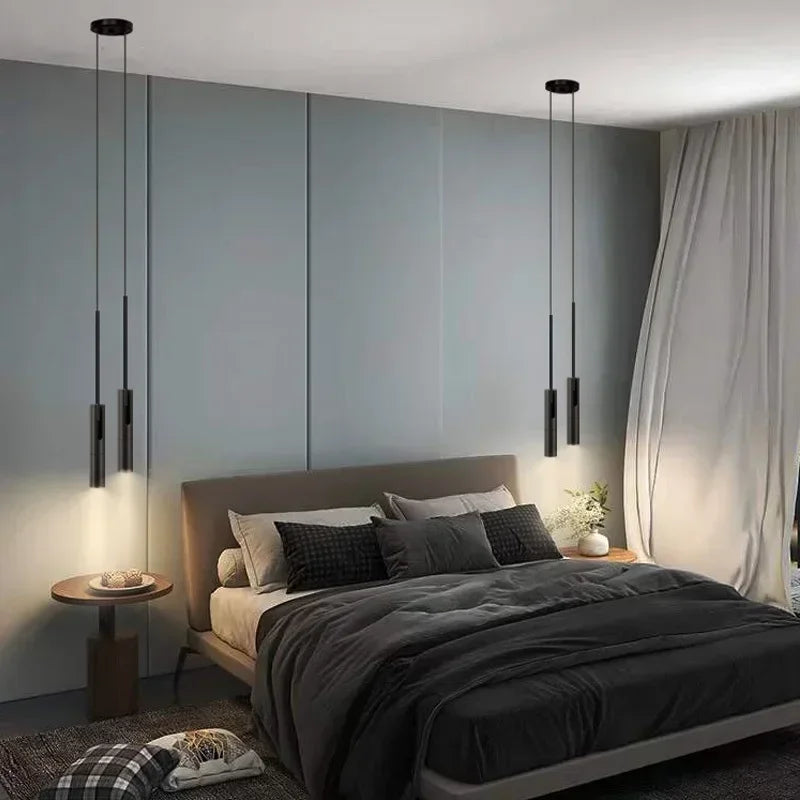 Minimalist Black Aluminum Pendant Light for Bedroom