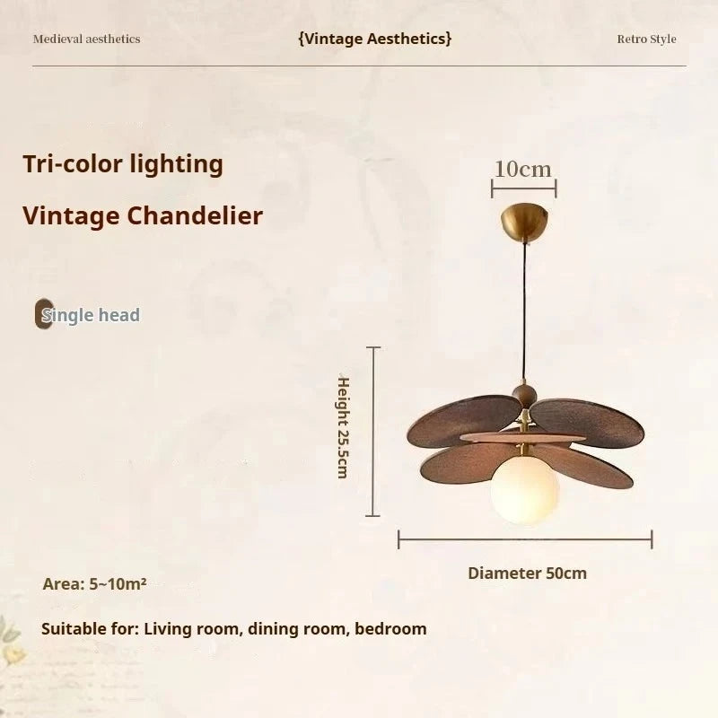 Retro Wood Pendant Light with Glass Globes