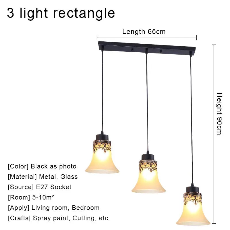Lámpara colgante de araña vintage de cristal para iluminación interior de sala de estar, dormitorio, cocina, candelabros retro, accesorios de iluminación tipo loft