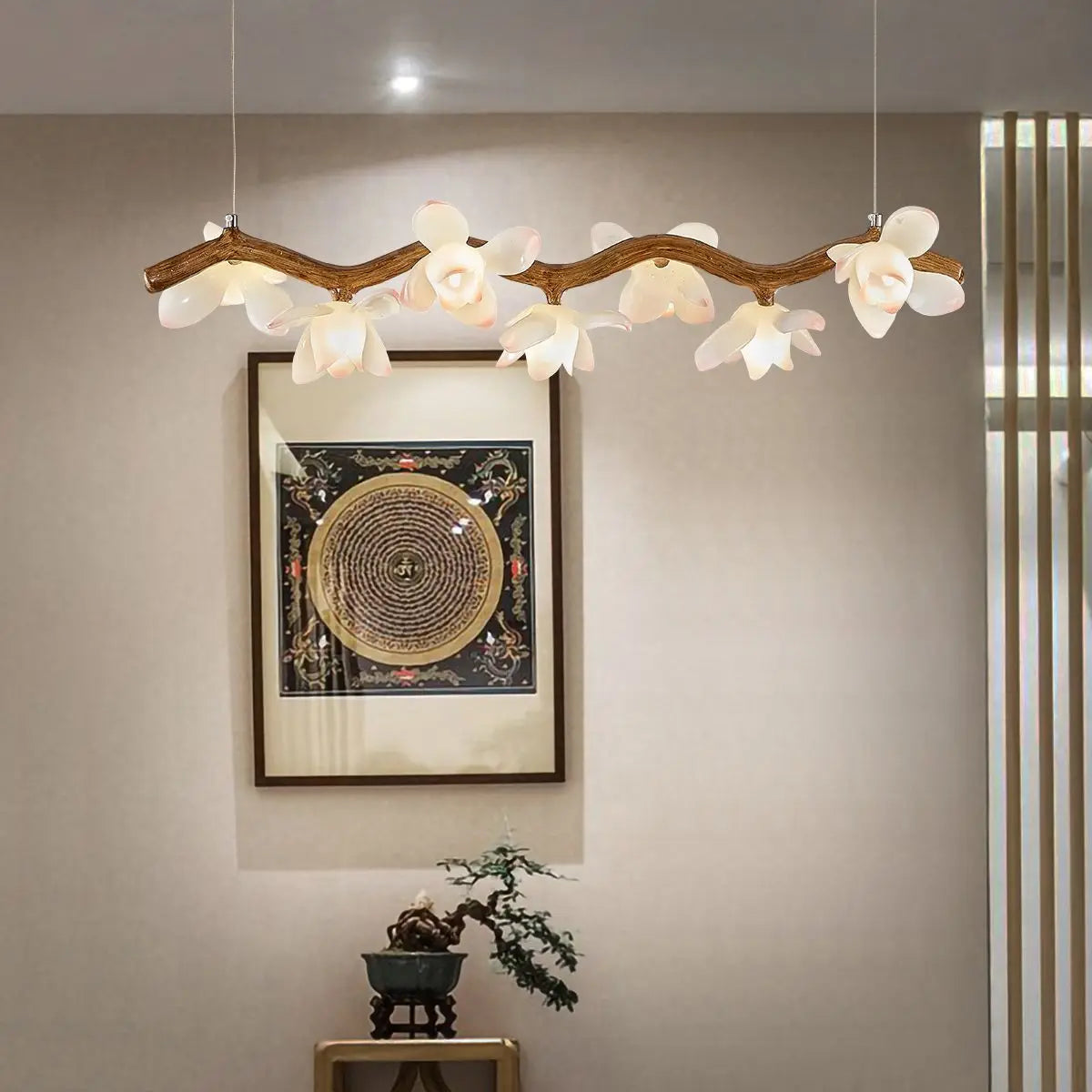 Araña de rama de árbol de decoración moderna para el hogar, sala de estar, comedor, candelabro LED de loto, iluminación interior