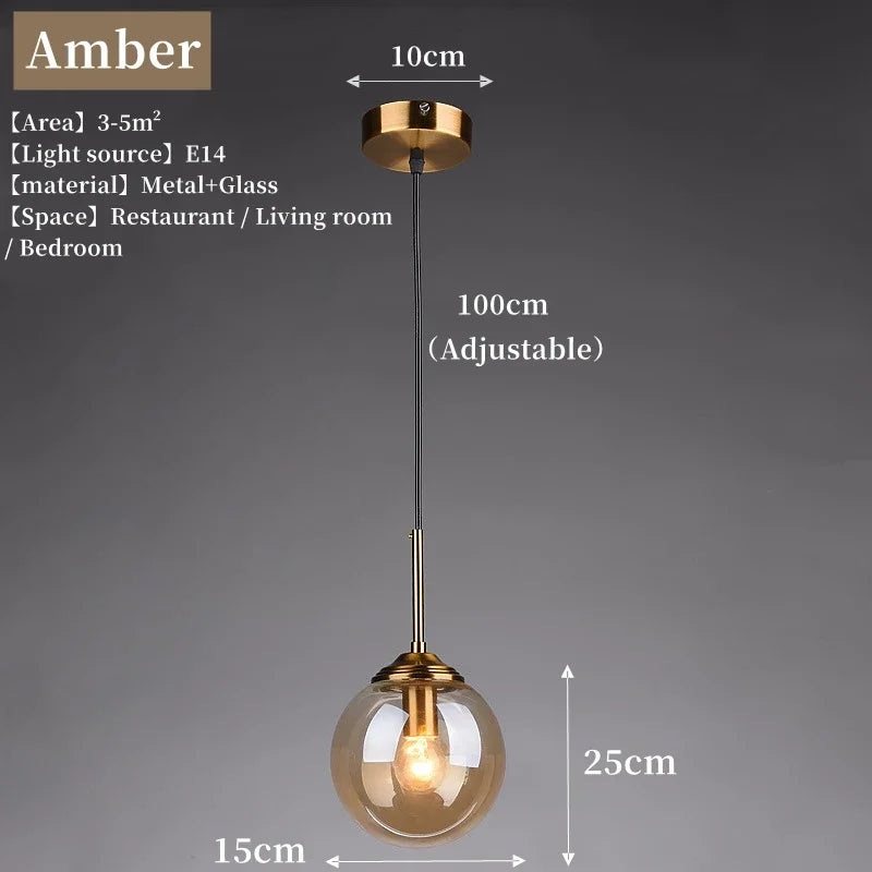 Nordic Glass Metal Pendant Light for Dining Room