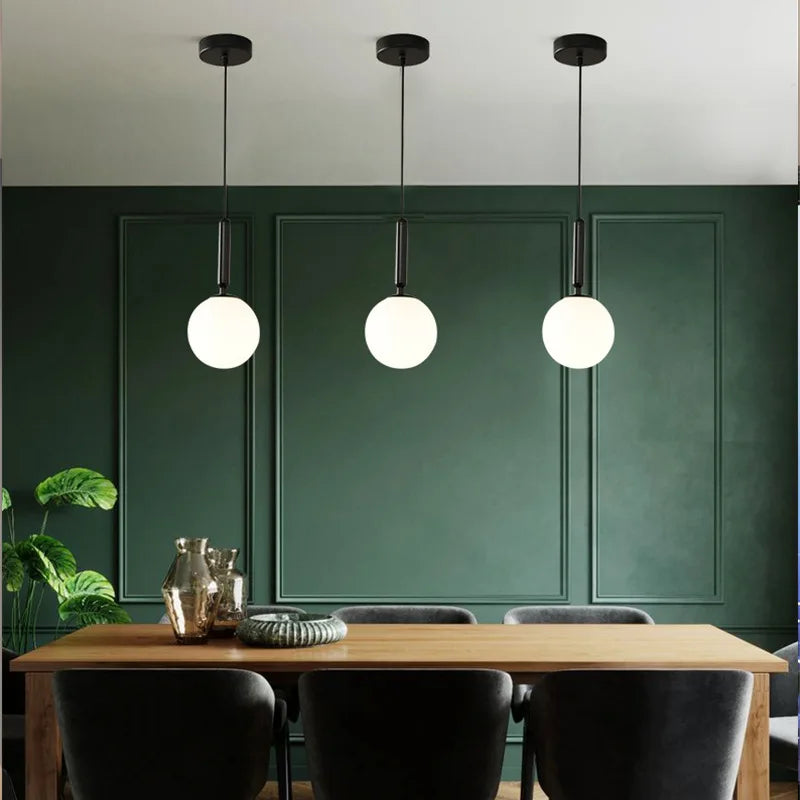 Nordic Glass Ball Pendant Light - Brass Hanging Lamp