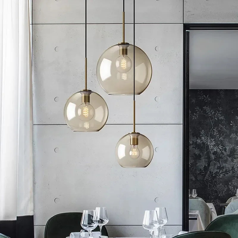 Lámpara colgante de cristal nórdica para comedor