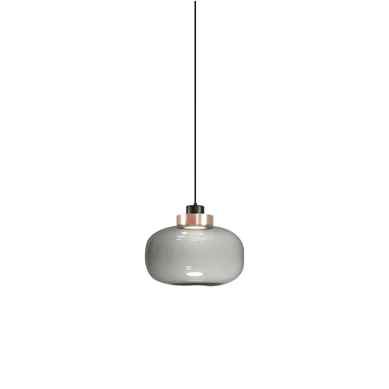 Nordic Glass Pendant Light with Copper Accent