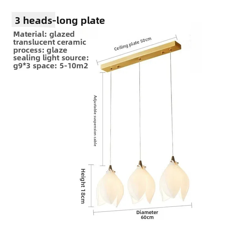 Nordic Ceramic Petal Pendant Light for Dining Room