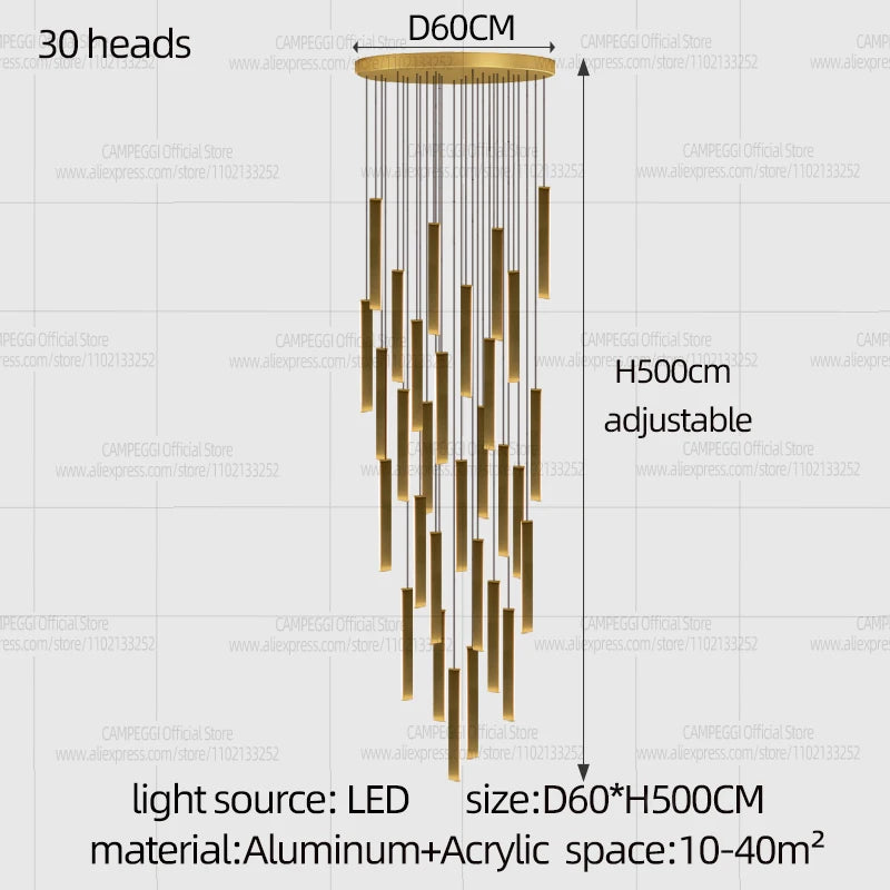 Minimalist Aluminum Pendant Light for Staircase
