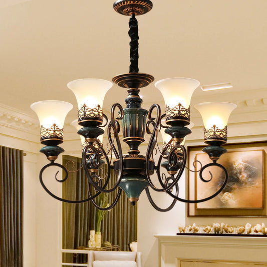 European Luxury Glass Chandelier Iron Frame