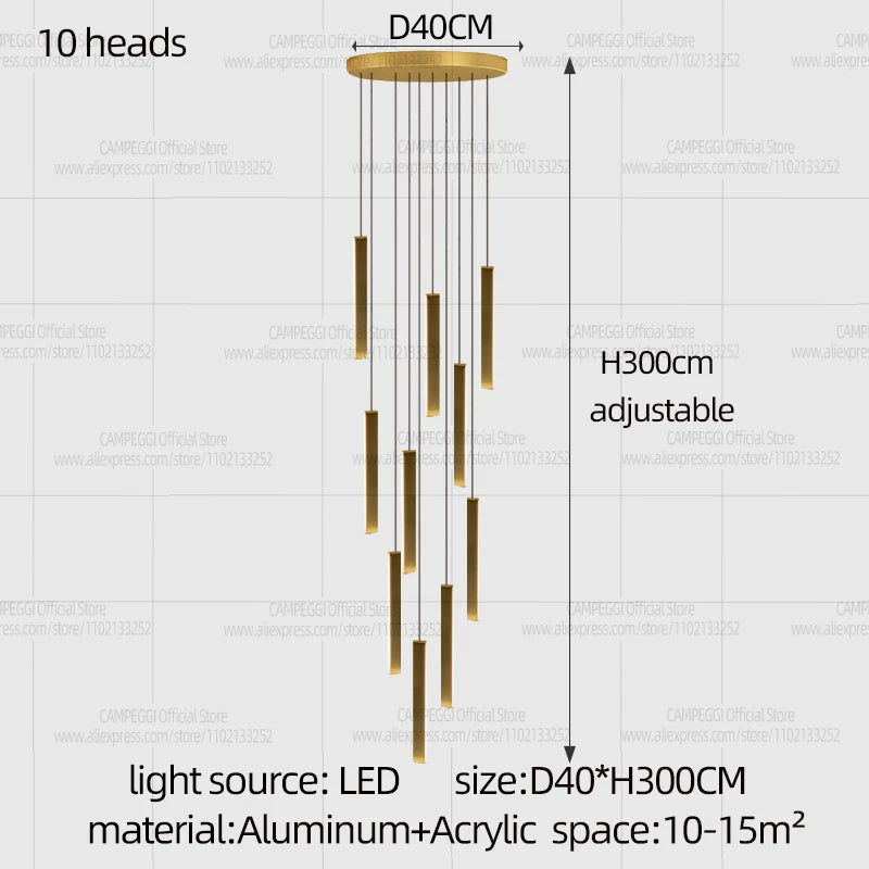 Minimalist Aluminum Pendant Light for Staircase