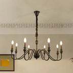 Candelabro de hierro negro con detalles de cristal