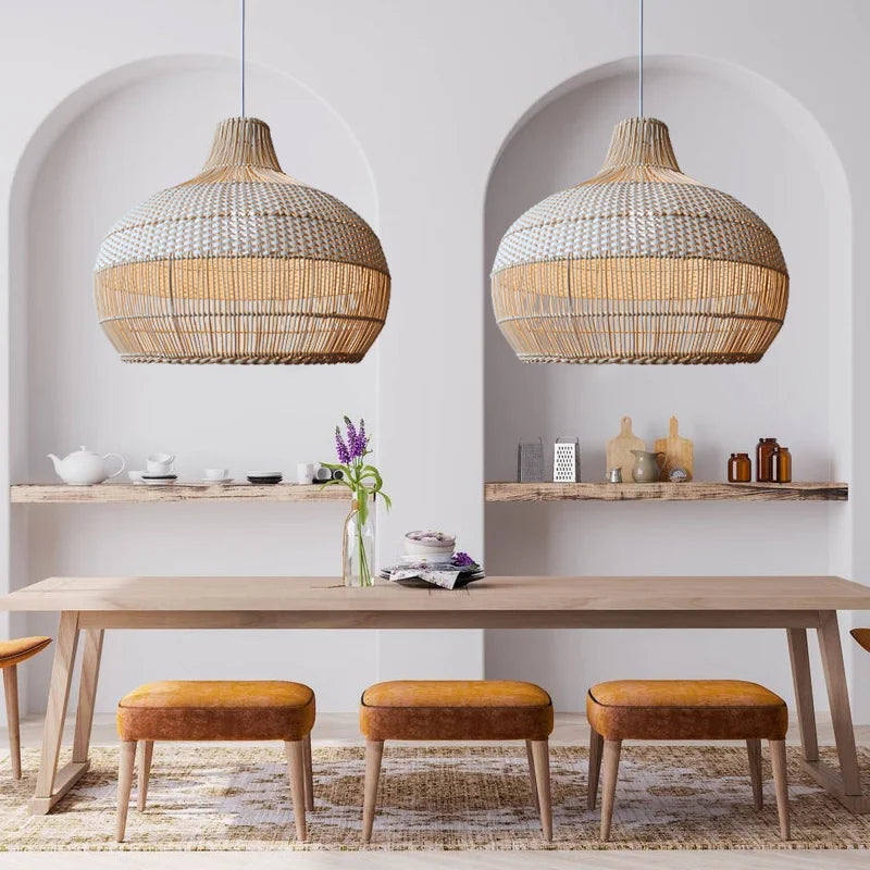 Bohemian Rattan Pendant Light for Dining Room