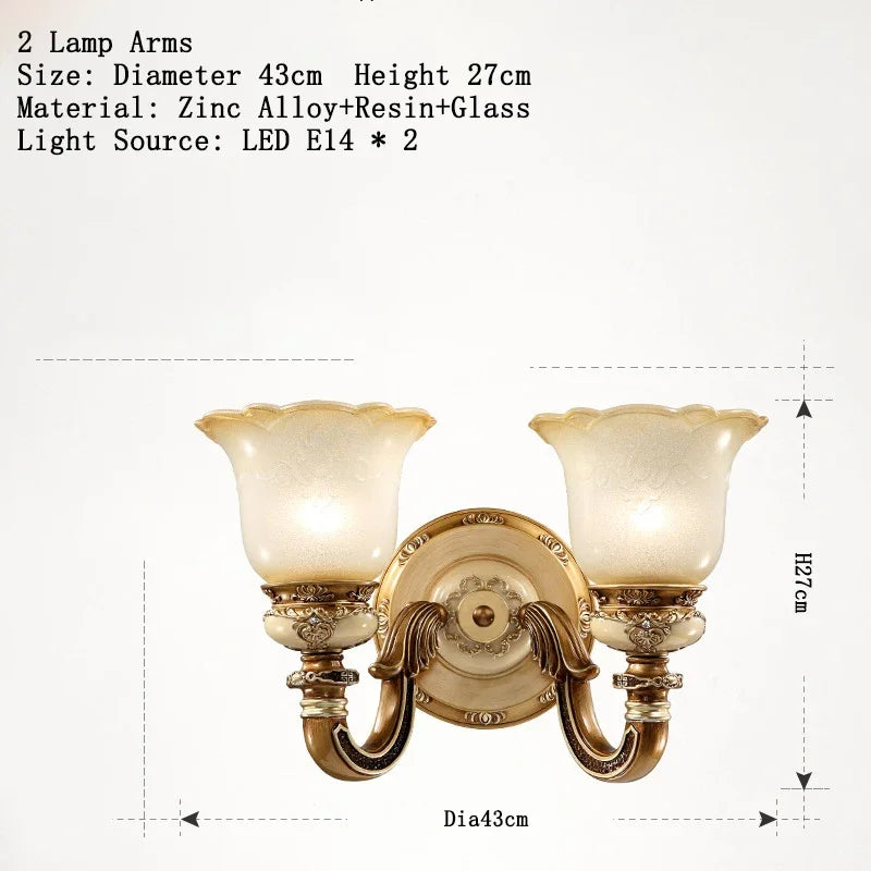 European Classic Resin Multi-Head Pendant Chandelier