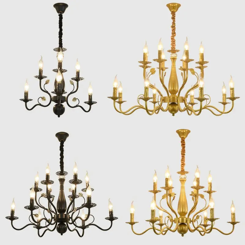 Rustic Iron Crystal Chandelier Pendant Light
