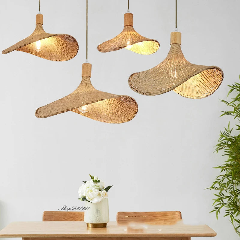 Bohemian Rattan Woven Pendant Light for Dining