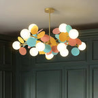 Colorful Branch Chandelier with Opal Glass Balls for Kids Room and Living Room