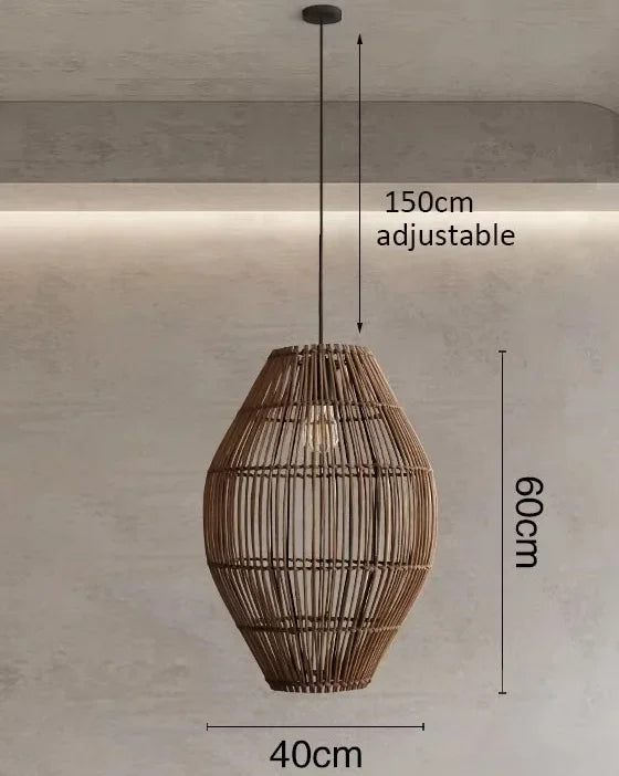 Lámparas colgantes LED de ratán retro para sala de estar, dormitorio, restaurante, lámpara colgante tipo loft, decoración del hogar, luminaria colgante