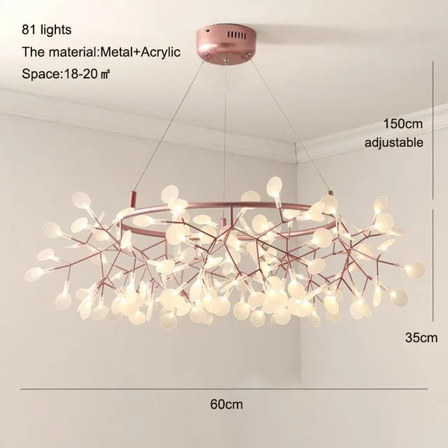 Nordic Modern Iron Chandelier Firefly Round Pendant
