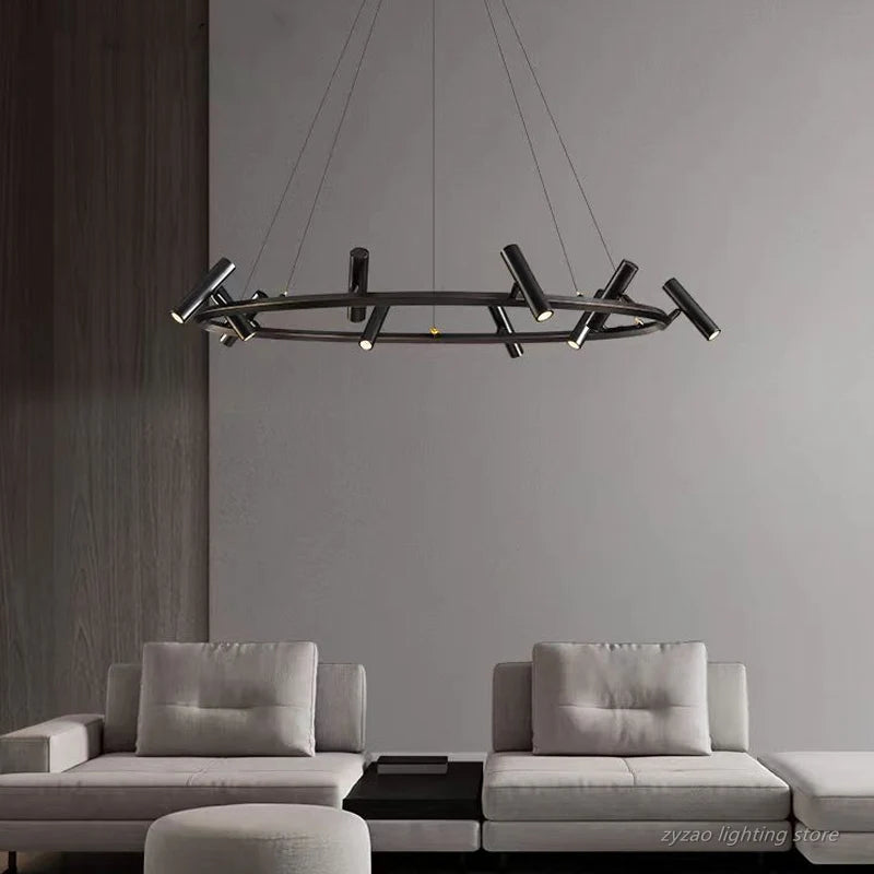 Minimalist Iron Pendant Light with Adjustable Spots