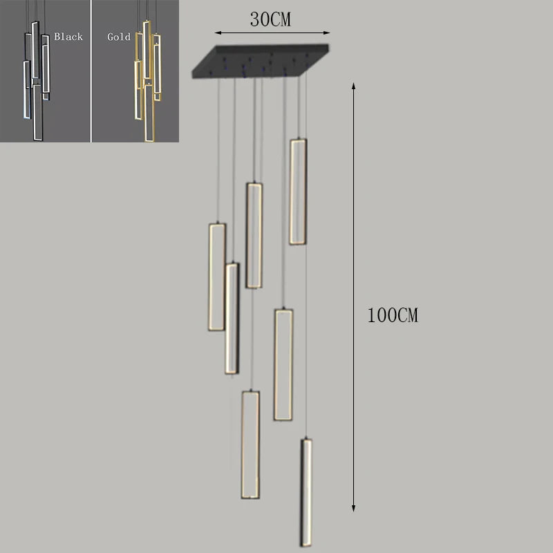 Lámpara colgante dorada minimalista para hueco de escalera