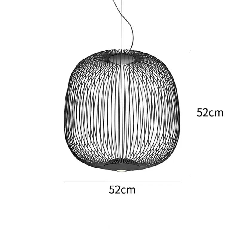 Italian Spokes Wire Cage Pendant Light in Gold for Staircase and Lobby