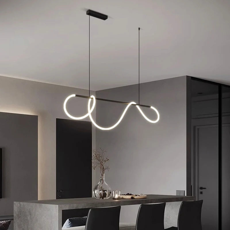 Lámpara colgante LED de neón estilo nórdico para comedor