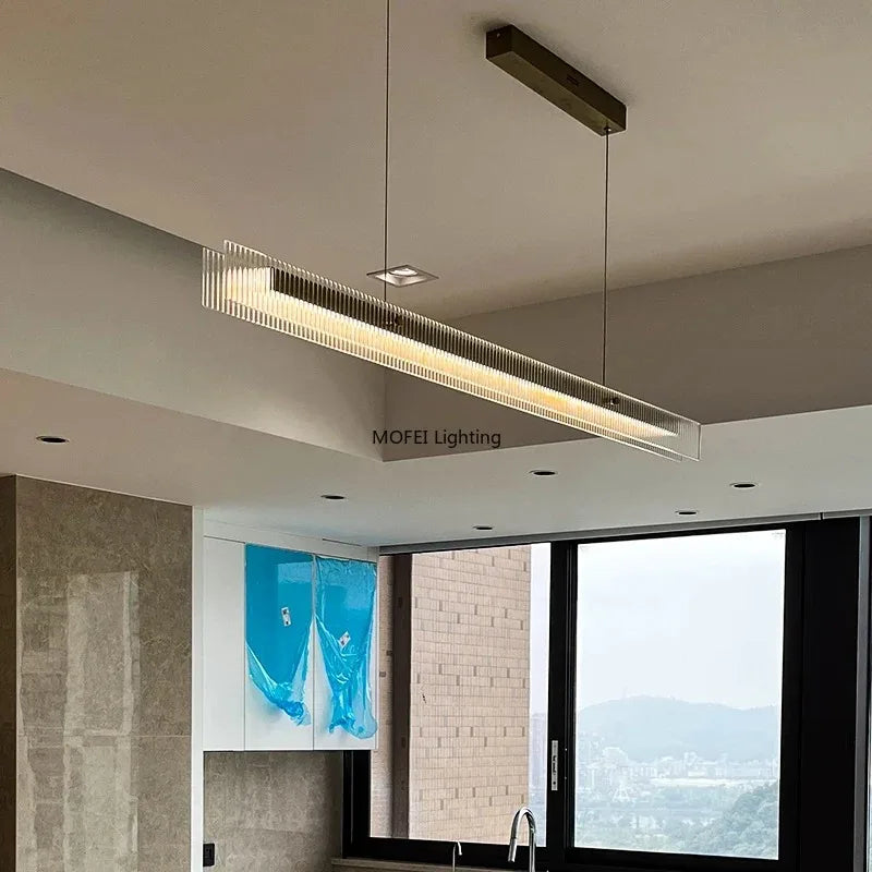Minimalist Linear Pendant Light with Metal Finish