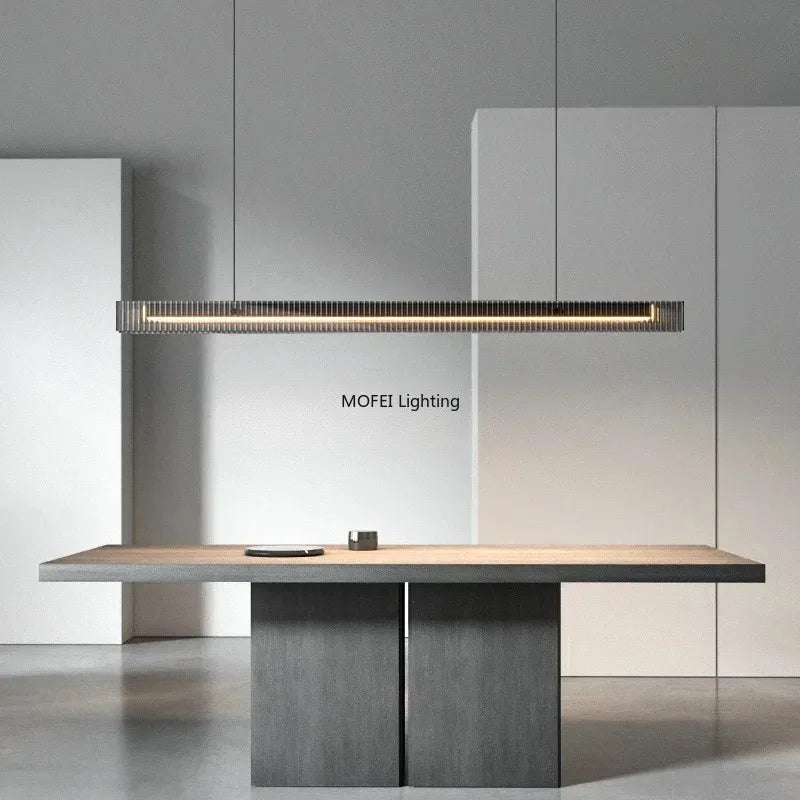 Minimalist Linear Pendant Light with Metal Finish