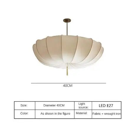 European Cream Fabric Pumpkin Pendant Light for Dining Room and Hotel