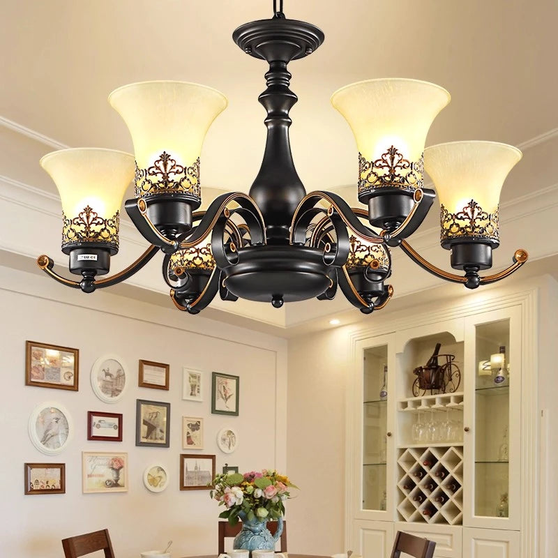 Lámpara colgante de loft vintage, bombilla led, lámpara de hierro forjado, cubierta de vidrio, accesorio de iluminación, lámparas colgantes para mesa de comedor