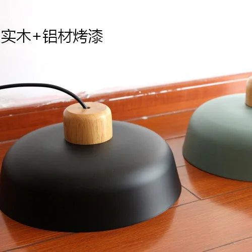 Lámpara Colgante Nórdica de Madera y Metal para Comedor