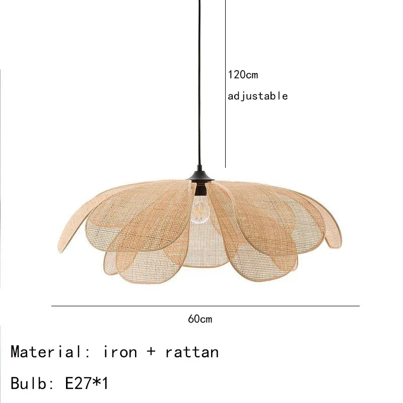 Araña de techo LED moderna y creativa con forma de pétalo de ratán, lámpara colgante de sauce, para sala de estar, dormitorio, té, decoración de iluminación interior