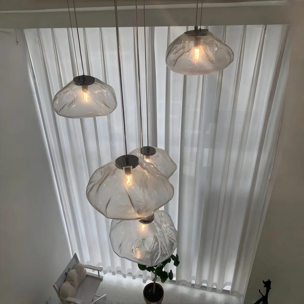 Lámpara colgante nórdica de cristal con diseño de nube