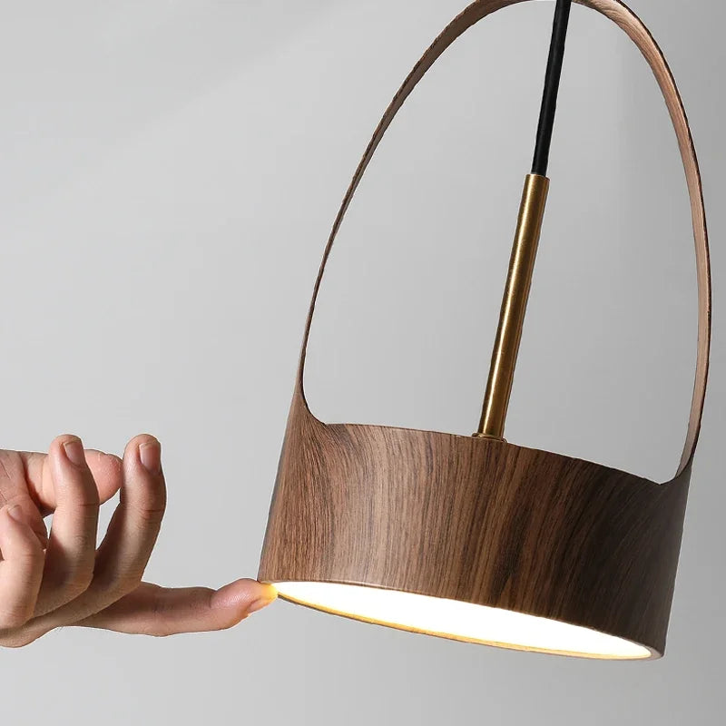 Nordic Wood Grain Pendant Light for Bedroom