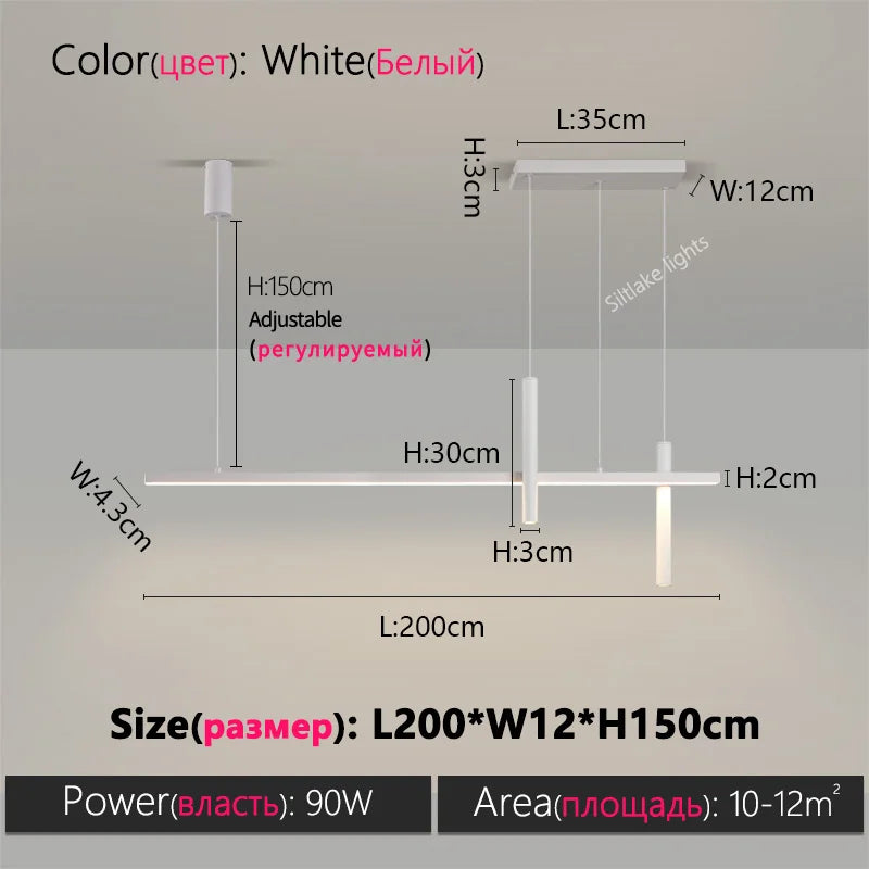 Minimalist Iron Linear Pendant Light for Dining
