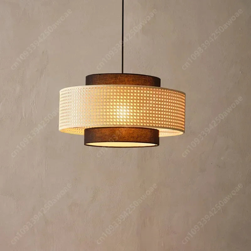 Bohemian Rattan Woven Pendant Light for Dining