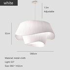 Nordic Cream Pleated Wave Fabric Pendant Light for Living Room