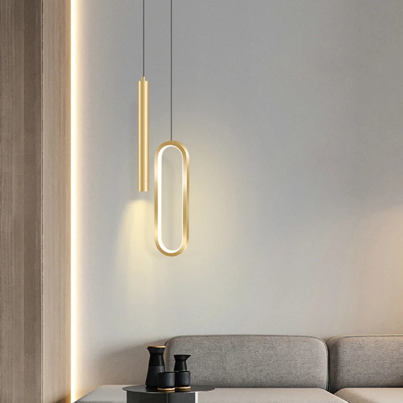 Lámpara colgante de hierro minimalista para dormitorio y comedor