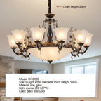 Modern Glass Chandelier with Iron Frame