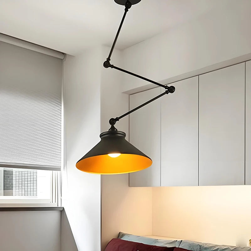Industrial Iron Adjustable Pendant Lamp with Telescopic Arm