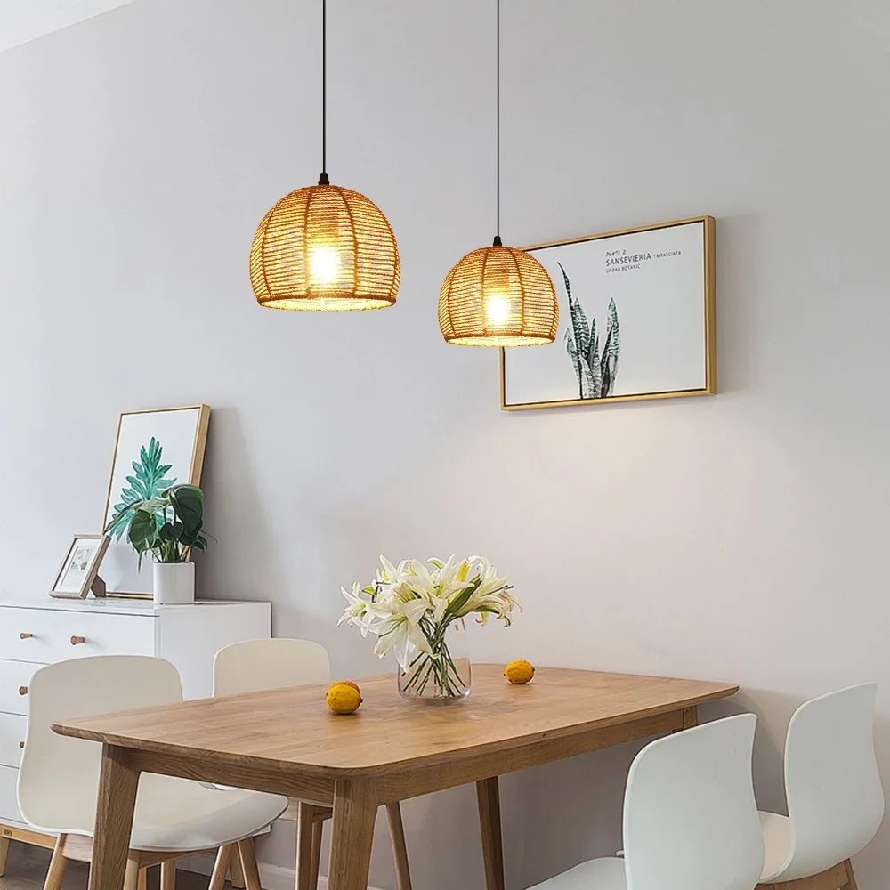 Bohemian Rattan Pendant Light for Dining Room