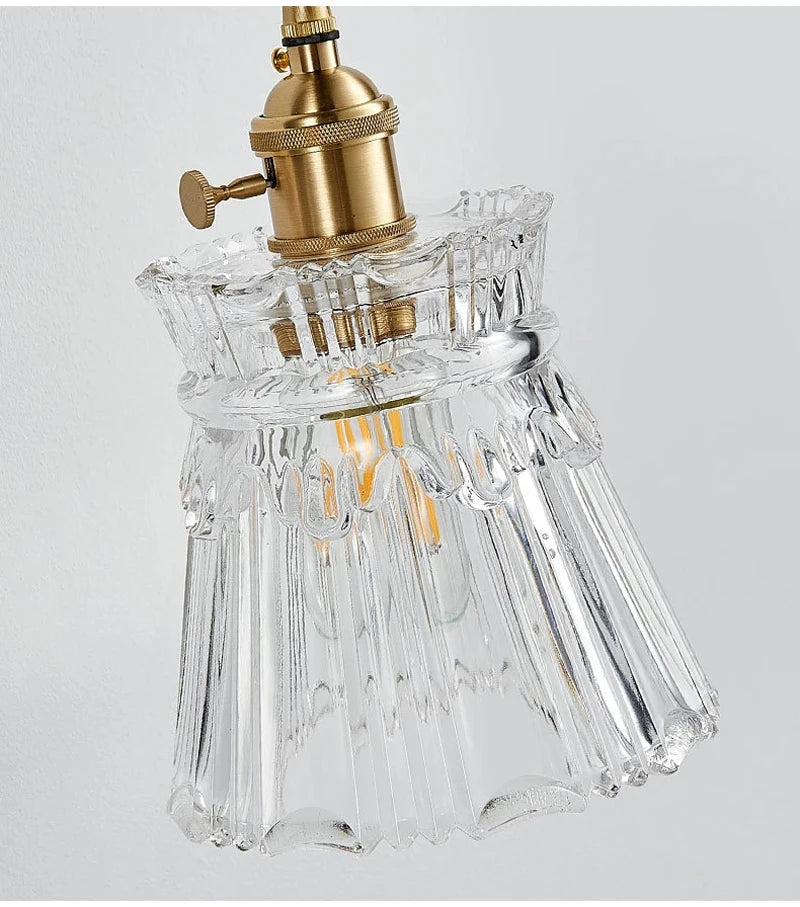 Nordic Glass Pendant Light with Brass Fixture