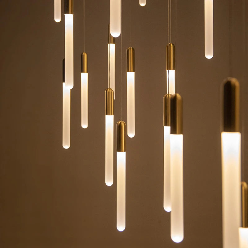 Minimalist Gold Copper Pendant Light for Staircase
