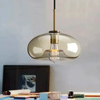 Lámpara colgante de cristal nórdico color coñac para comedor